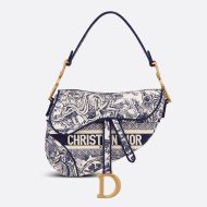 Christian Dior Saddle Bag Toile de Jouy Motif Canvas Blue