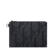 Dior A5 Pouch In Maxi Oblique Motif Canvas Black