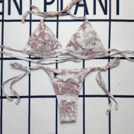 Dior Bikini Women Toile De Jouy with Bee CD Motif Lycra White
