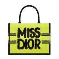 Dior Book Tote In Miss Dior Graffiti Motif Canvas Yellow