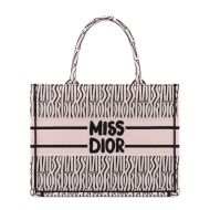 Dior Book Tote In Miss Dior Allover Motif Canvas Pink