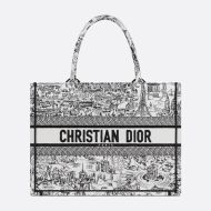 Dior Book Tote Paris Allover Motif Canvas White