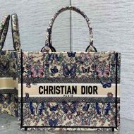 Dior Book Tote In Toile De Jouy Papillon Motif Canvas Beige