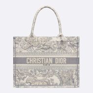 Dior Book Tote Toile De Jouy Motif Canvas Grey