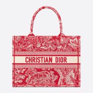 Dior Book Tote Toile De Jouy Motif Canvas Red
