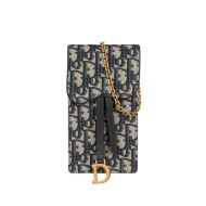 Dior Saddle Vertical Pouch In Oblique Motif Canvas Blue