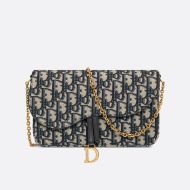 Dior Saddle Pouch Oblique Motif Canvas Blue