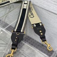 Dior Shoulder Strap Christian Dior Paris Motif Cotton Black