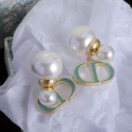 Dior Tribales Earrings Metal, Pearls and Lacquer Gold/Green