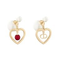 Dior Tribales Earrings Metal, White Resin Pearls And A Red Glass Pearl Gold