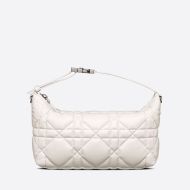 Medium DiorTravel Nomad Pouch Cannage Calfskin White