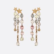 J'Adior Earrings Antique Metal Stars and Multicolor Crystals Gold