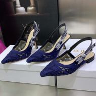 J'Adior Slingback Pumps Women D-Lace Motif Macrame Blue