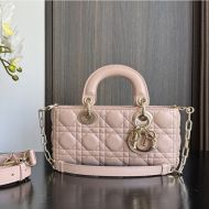 Small Lady D-Joy Bag In Cannage Lambskin Pink
