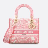 Medium Lady D-lite Bag Toile de Jouy Motif Canvas Pink