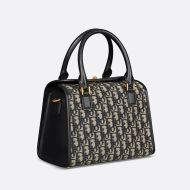 Medium Dior Boston Bag Oblique Motif Canvas Blue