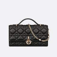 Mini Miss Dior Top Handle Bag Cannage Lambskin Black
