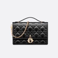 Small Miss Dior Top Handle Bag Cannage Lambskin Black