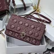 Small Miss Dior Top Handle Bag Cannage Lambskin Burgundy