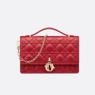 Small Miss Dior Top Handle Bag Cannage Lambskin Red