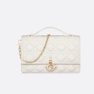 Small Miss Dior Top Handle Bag Cannage Lambskin White