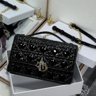Small Miss Dior Top Handle Bag Patent Cannage Calfskin Black