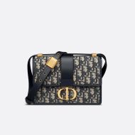 Small Dior 30 Montaigne Bag In Oblique Motif Canvas Blue