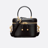 Small Dior CD Signature Vanity Case Calfskin Black