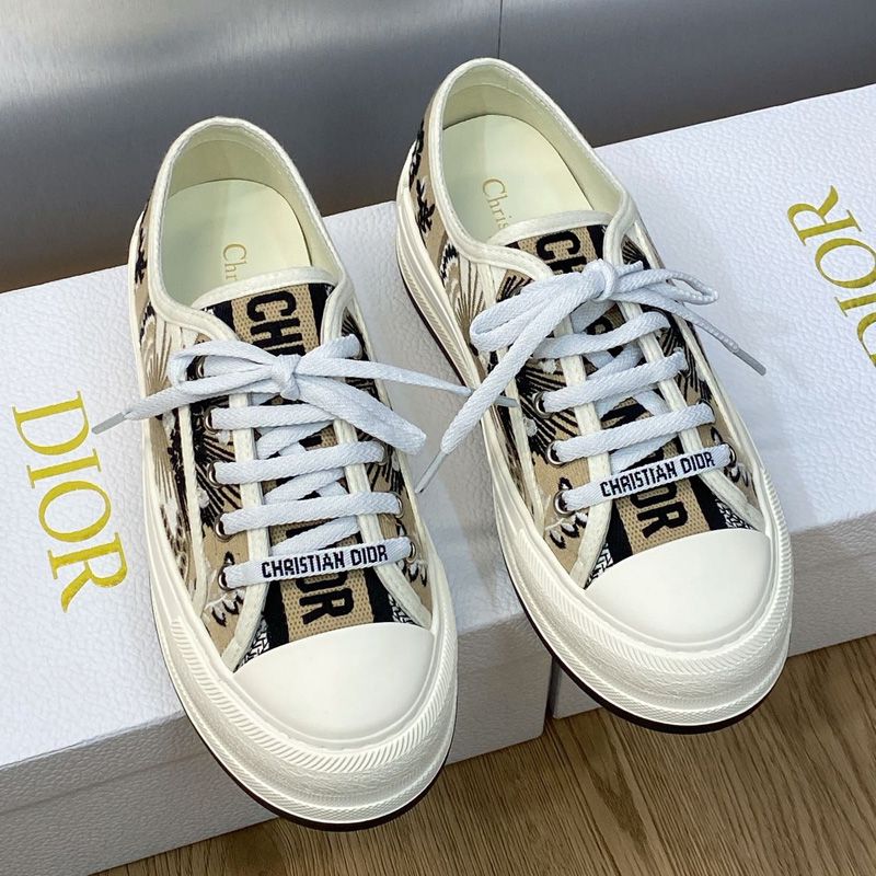 Dior☆WALK'N'DIORスニーカー☆ベージュ Butterfly Bandana DIOR WALK'N Bandana Butterfly Floral Platform Lace Low Top