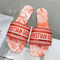 Christian Dior Dway Slides Women Toile De Jouy Motif Canvas Orange