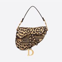 Christian Dior Saddle Bag In Mizza Motif Canvas Beige