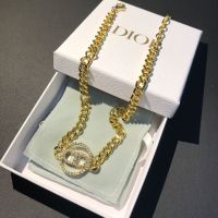 Dior 30 Montaigne Necklace Metal with CD Circle Signature Embellished Crystals Gold