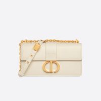 Dior 30 Montaigne East-West Bag With Chain In Calfskin White