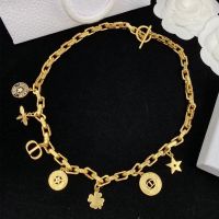 Dior 30 Montaigne Necklace Metal with Multiple Hallmark Charms Gold
