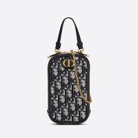 Dior 30 Montaigne Phone Holder Oblique Motif Canvas Blue