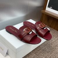Dior 30 Montaigne Slides Women Enamel Calfskin Burgundy