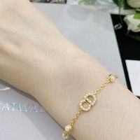 Dior Clair D Lune Bracelet Metal with Resin Pearls and CD Signature Embellished Resin Pearls Gold