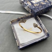 Diorevolution Bangle Metal with DIOR and Heart Signatures Embellished Crystals Gold