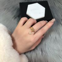 Dior Petit CD Ring Metal with Star Charm Embellished Crystals Gold