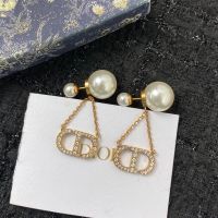 Dior Tribales Earrings Metal with Resin Pearls and CD Chain Charms Embellished Crystals Gold