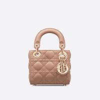 Micro Lady Dior Bag In Cannage Lambskin Apricot