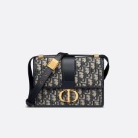 Small Dior 30 Montaigne Bag In Oblique Motif Canvas Blue