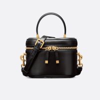 Small Dior CD Signature Vanity Case Calfskin Black