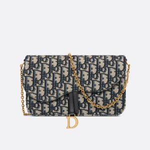 Dior Saddle Pouch Oblique Motif Canvas Blue