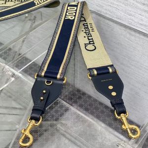 Dior Shoulder Strap Christian Dior Paris Motif Cotton Blue