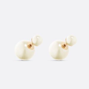 Dior Tribales Earrings Metal and White Resin Pearls Gold