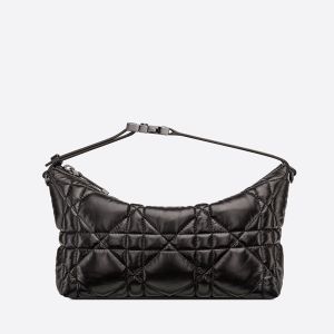 Medium DiorTravel Nomad Pouch Cannage Calfskin Black